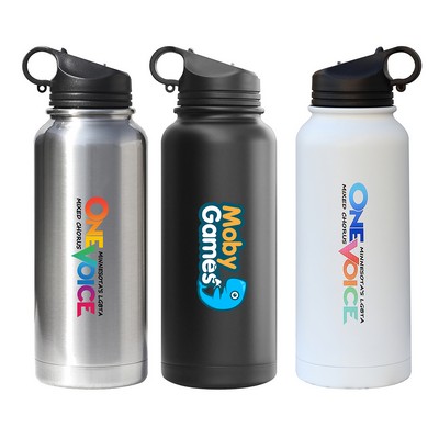 Summit 32oz Double Wall Vacuum Insulated 18/8 Stainless Steel Bottle (White)