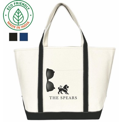 Heavy Duty Riverside 20 oz Canvas Boat Tote Bag | Beach Travel Black (20x13x7)