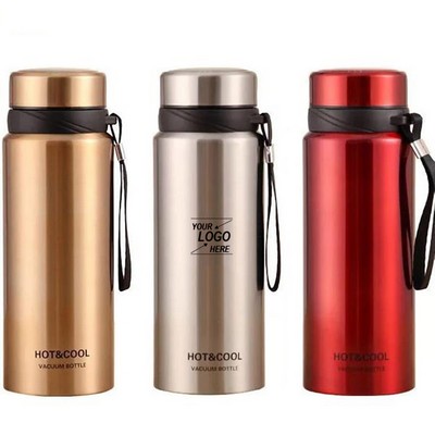 27 Oz. Insulated Stainless Steel Sports Water Bottle w/Strap